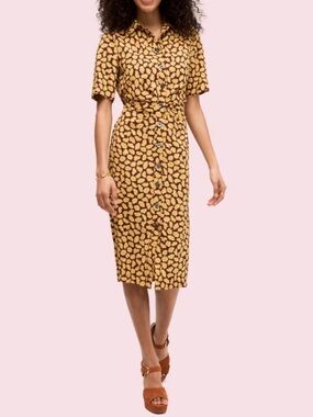 Kate Spade New York Sunny Bloom Ruched Front Shirt Dress Size 2 Yellow Purple 2